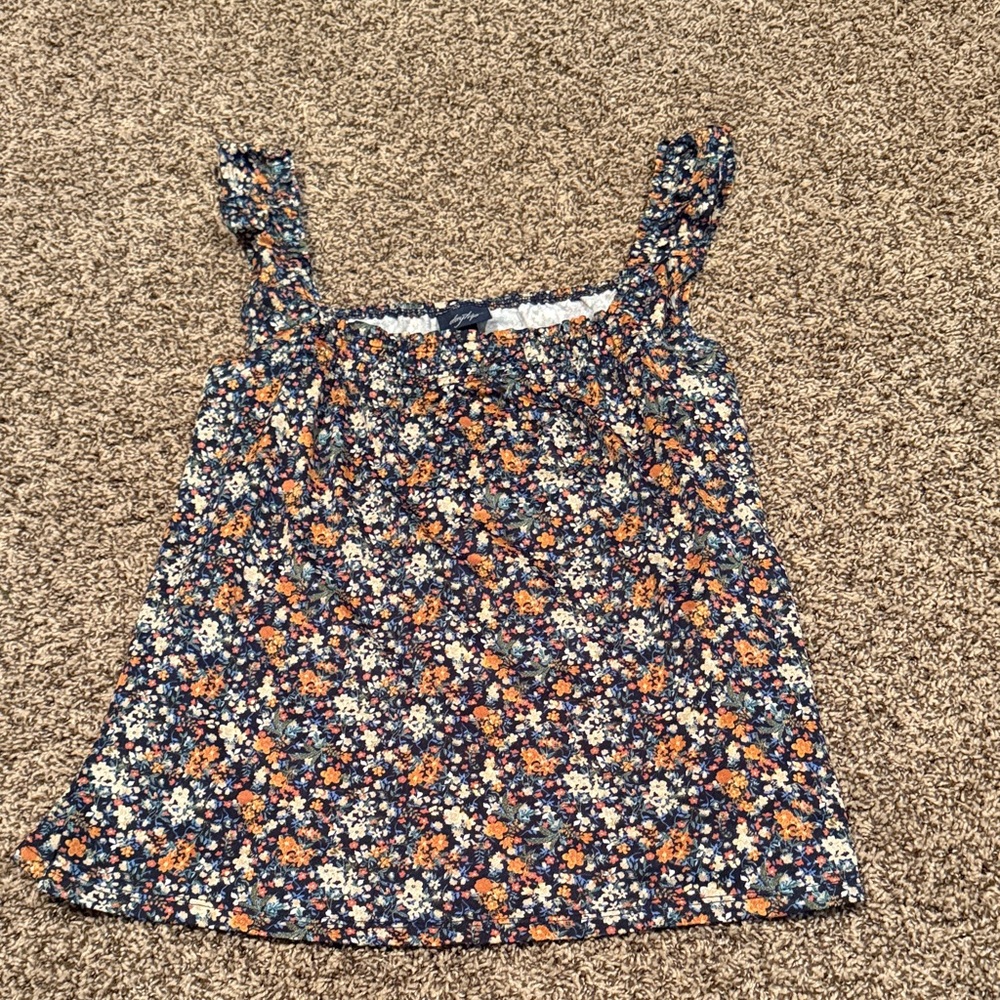 Navy Floral Square-Neck Tank Top sz. M